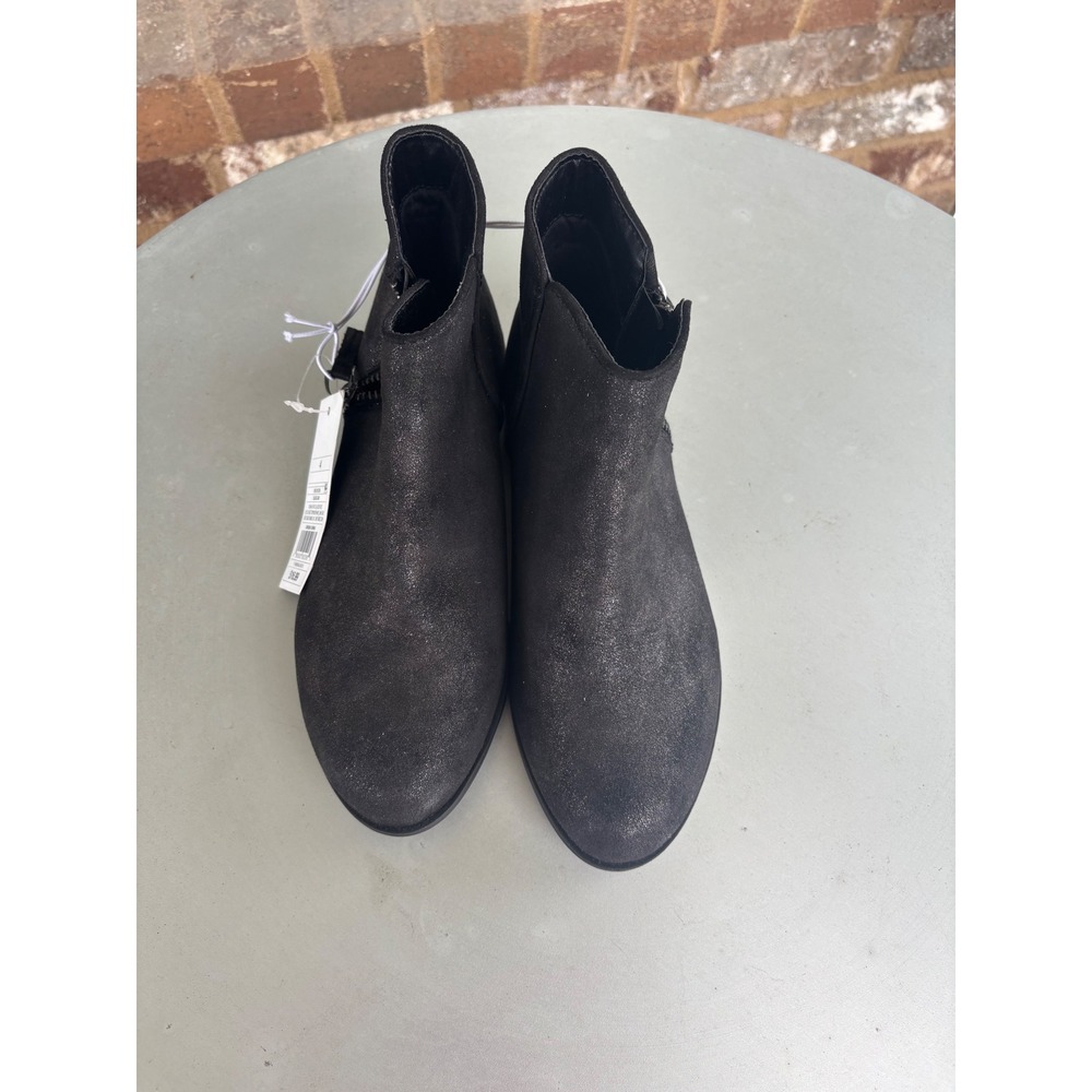 Cat & Jack Jani Girls Black Shimmer Ankle Boots Side Zip Size 4 Kids